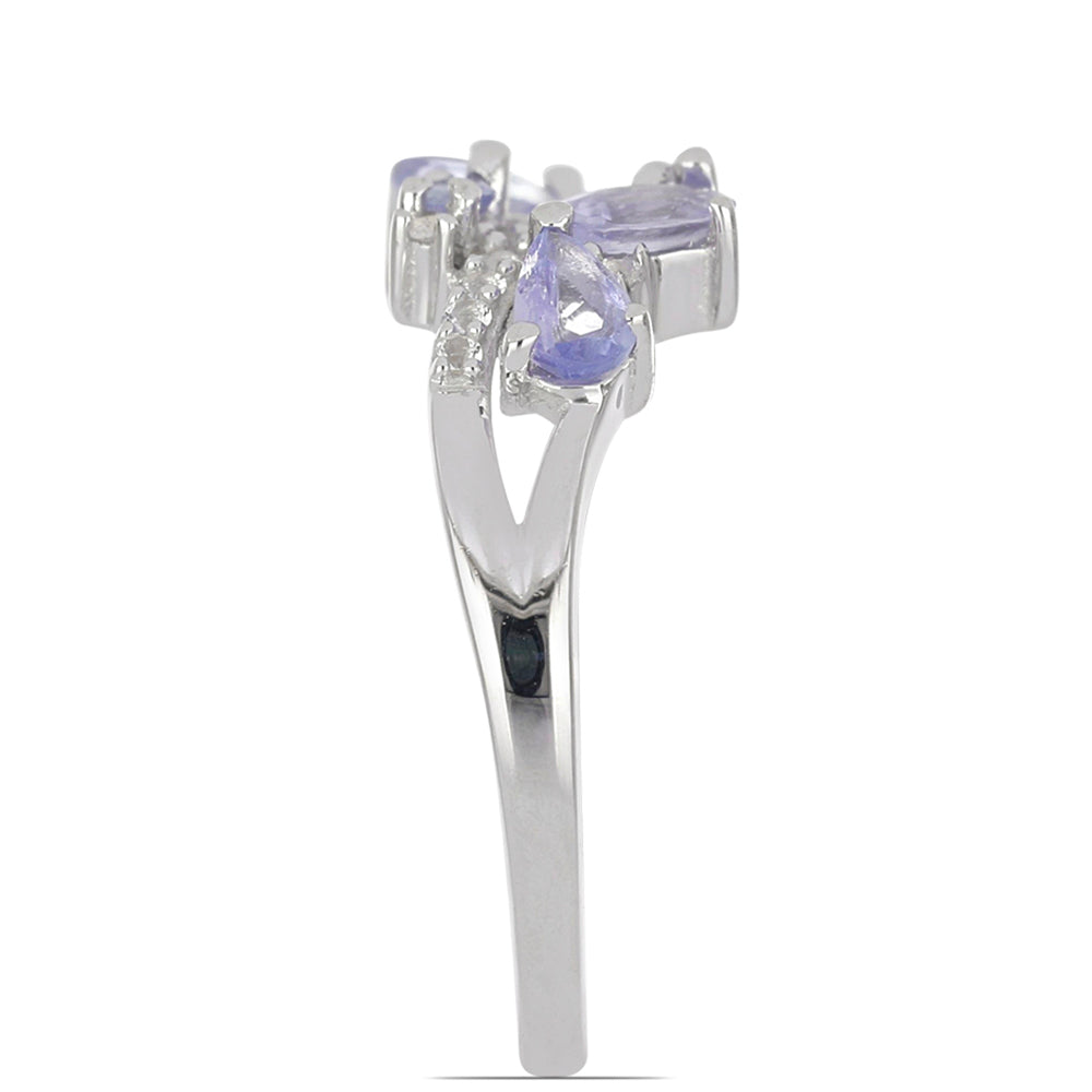 Silberring mit Tansanit und weißem Topas 4 