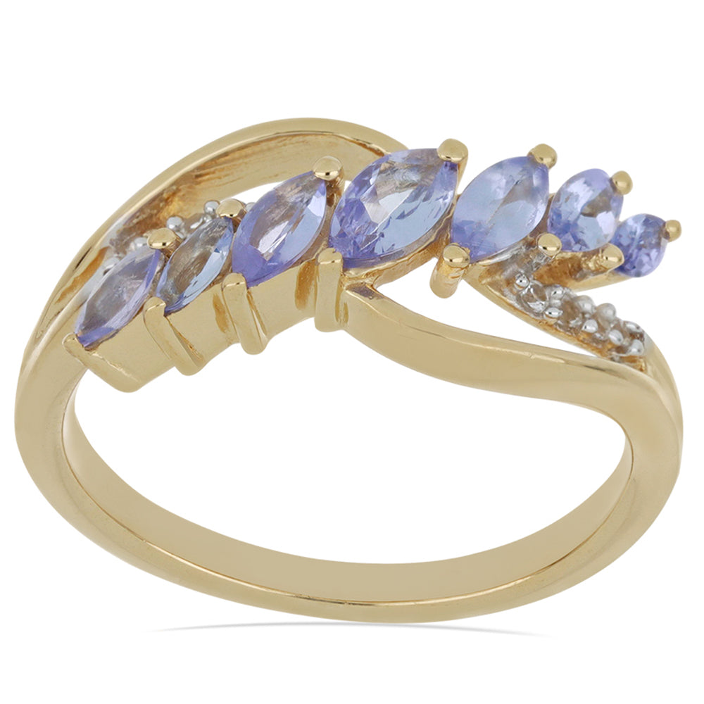 Goldplattierter Silberring mit Tansanit und weißem Topas