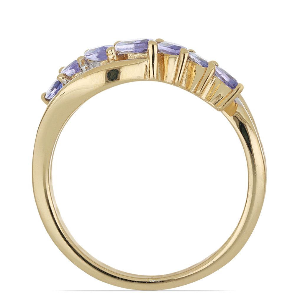 Goldplattierter Silberring mit Tansanit und weißem Topas 3 