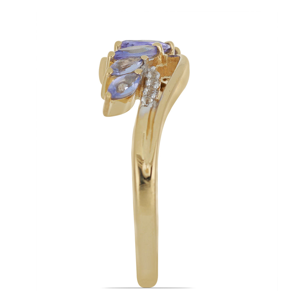 Goldplattierter Silberring mit Tansanit und weißem Topas 4 