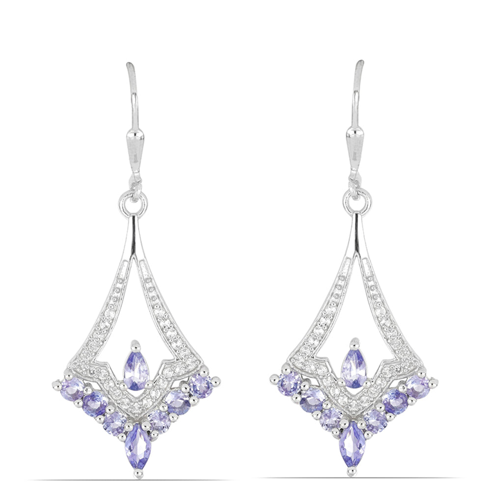 Silberohrringe mit Tansanit und weißem Topas 1 