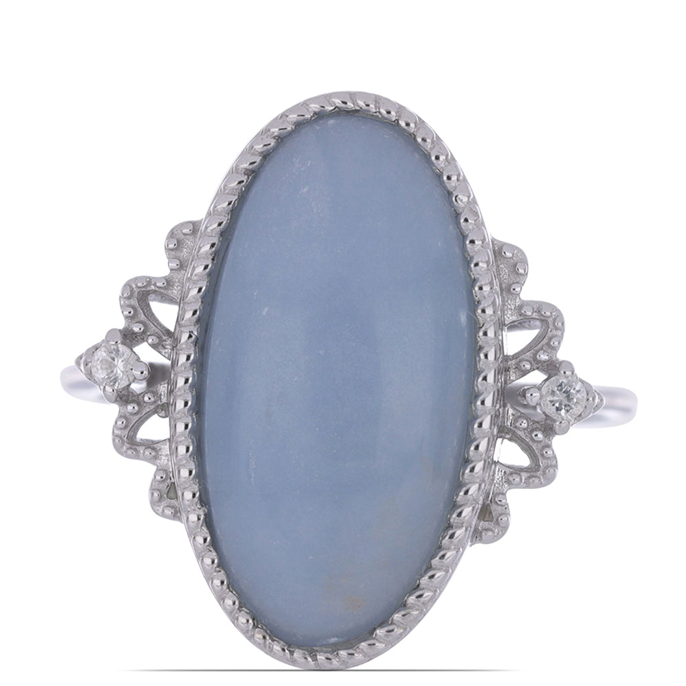 Silberring mit El Cubo Angelit und weißem Topas 1 