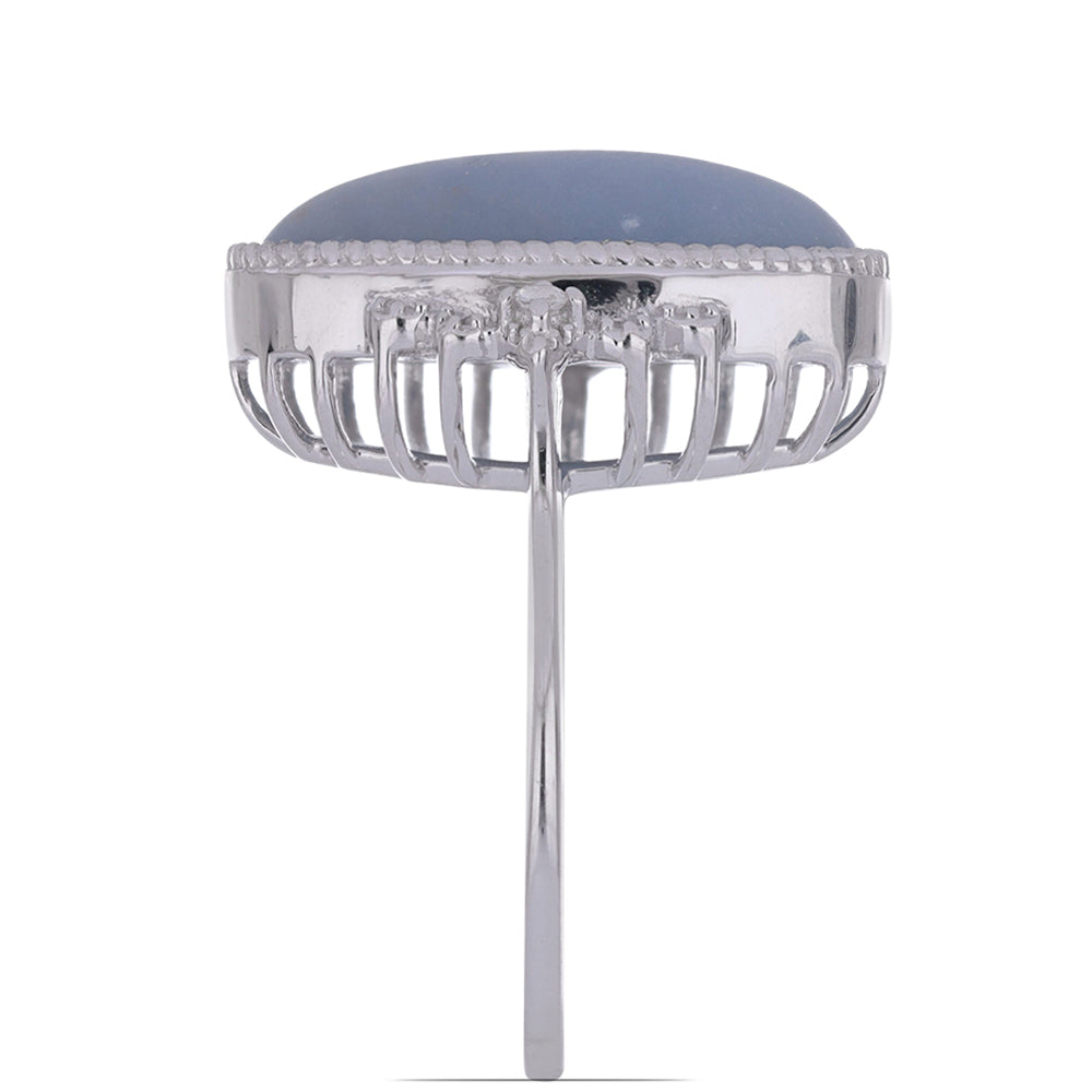 Silberring mit El Cubo Angelit und weißem Topas 2 