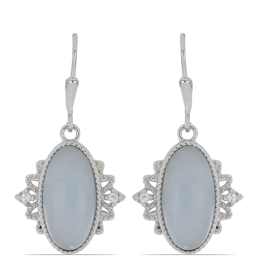 Silberohrringe mit El Cubo Angelit und weißem Topas