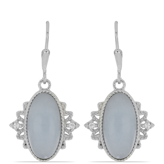 Silberohrringe mit El Cubo Angelit und weißem Topas