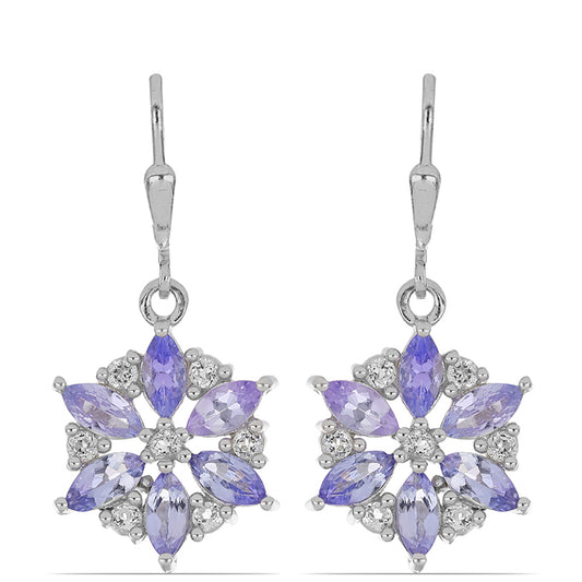 Silberohrringe mit Tansanit und weißem Topas