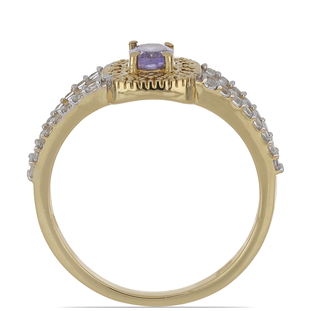 Goldplattierter Silberring mit Tansanit und weißem Topas 2 