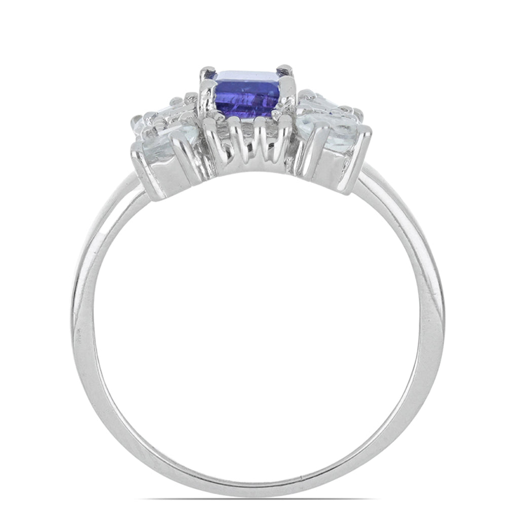 Silberring mit Tansanit und weißem Topas