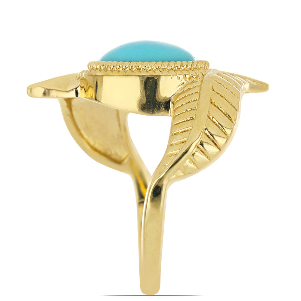 Goldplattierter Silberring mit Dornröschen Türkis