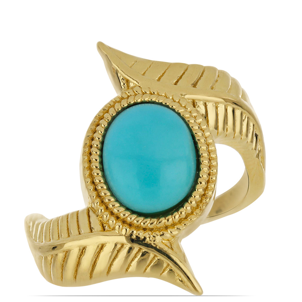 Goldplattierter Silberring mit Dornröschen Türkis 3 