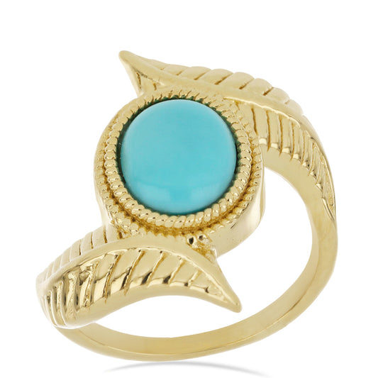 Goldplattierter Silberring mit Dornröschen Türkis