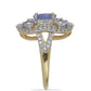 Goldplattierter Silberring mit Tansanit und weißem Topas