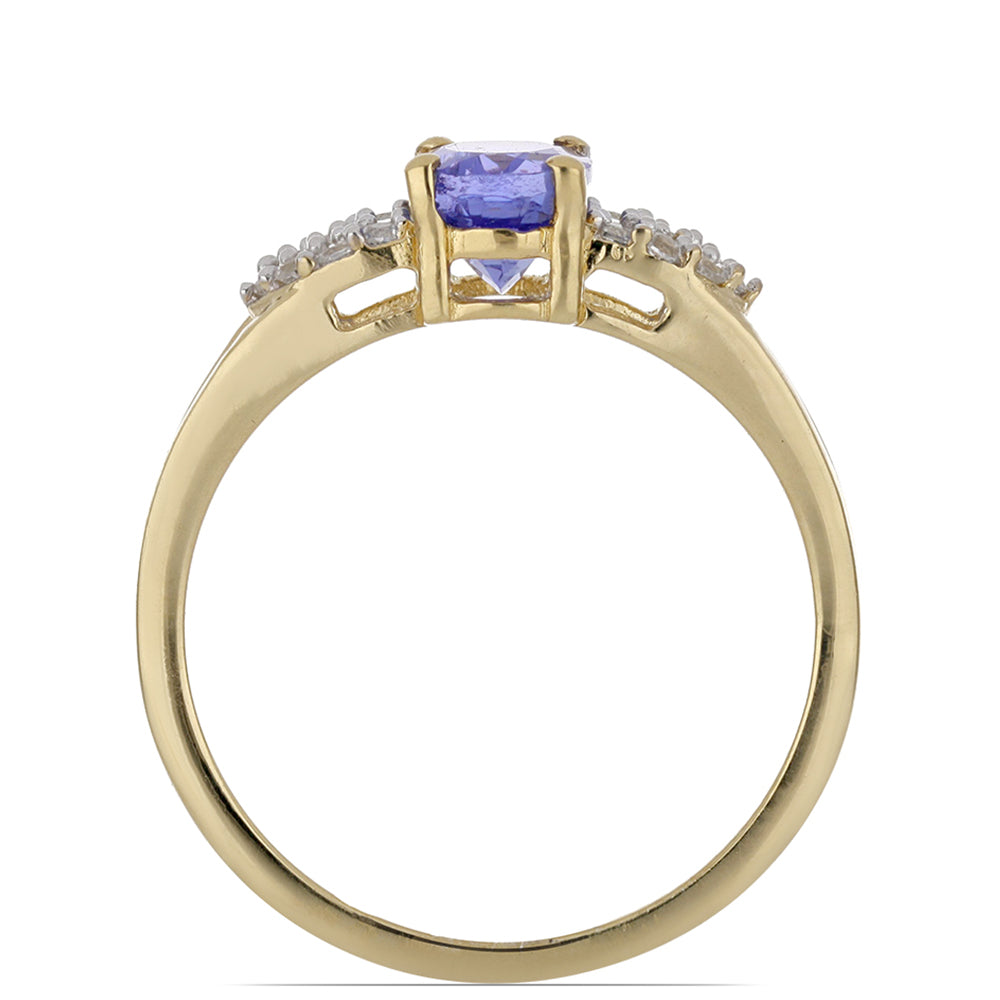 Goldplattierter Silberring mit Tansanit und weißem Topas 3 