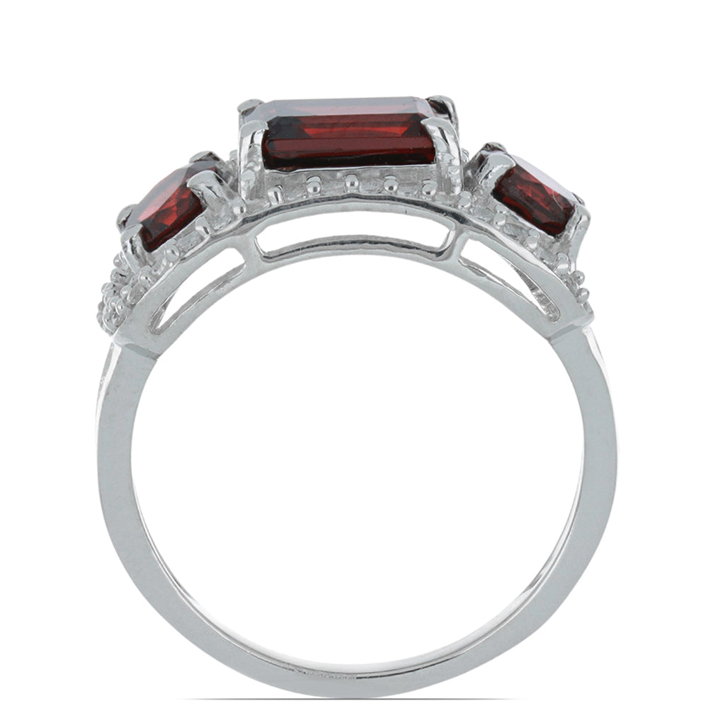 Silberring mit Barton Granat und weißem Topas
