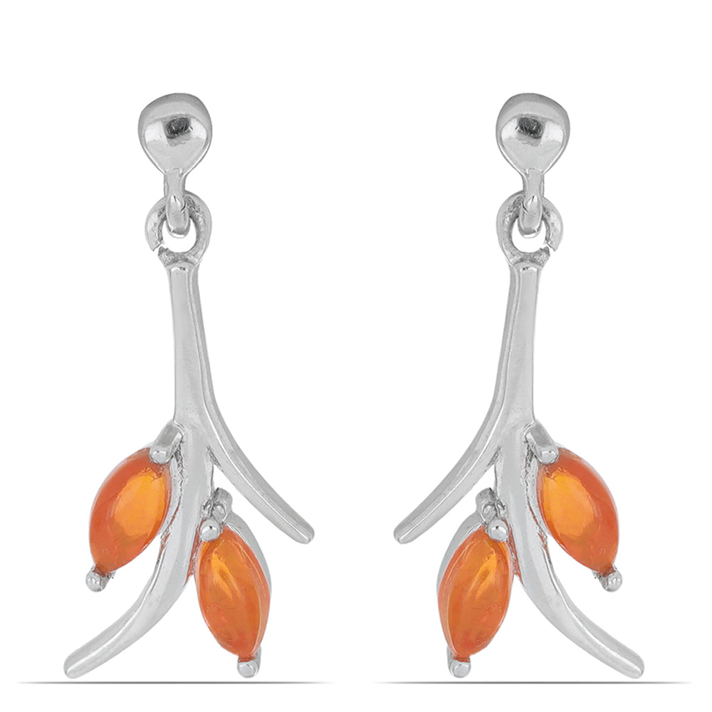 Silberohrringe mit orangefarbenem Opal aus Lega Dembi 1 
