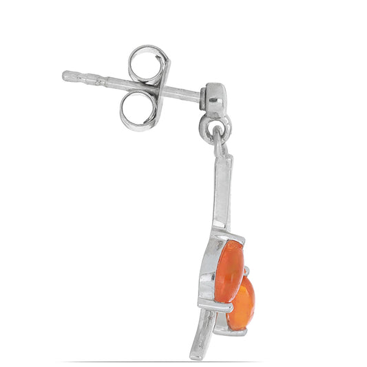 Silberohrringe mit orangefarbenem Opal aus Lega Dembi