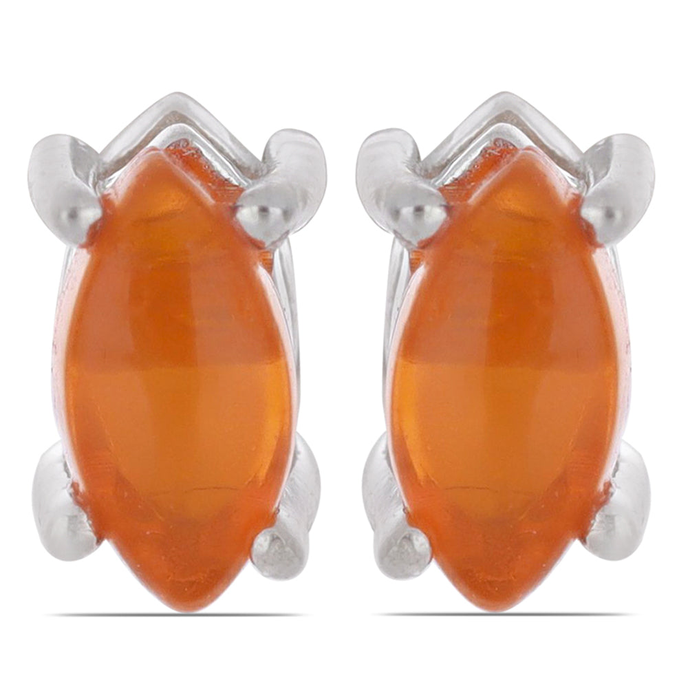 Silberohrringe mit orangefarbenem Opal aus Lega Dembi