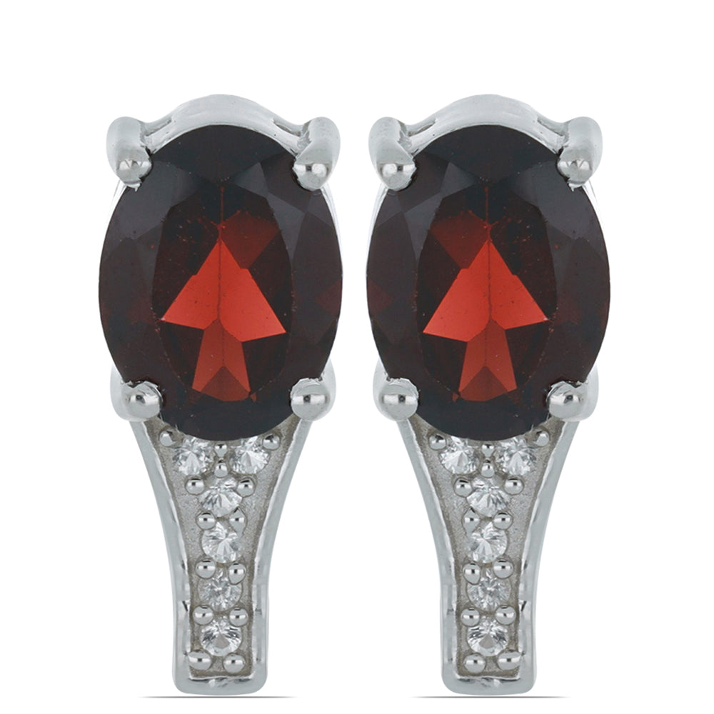 Silberohrringe mit Barton Granat und weißem Topas 1 