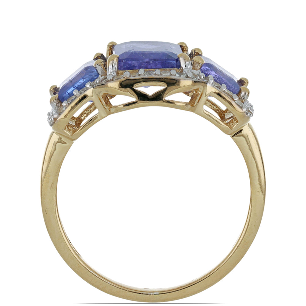 Goldplattierter Silberring mit Tansanit und weißem Topas 3 