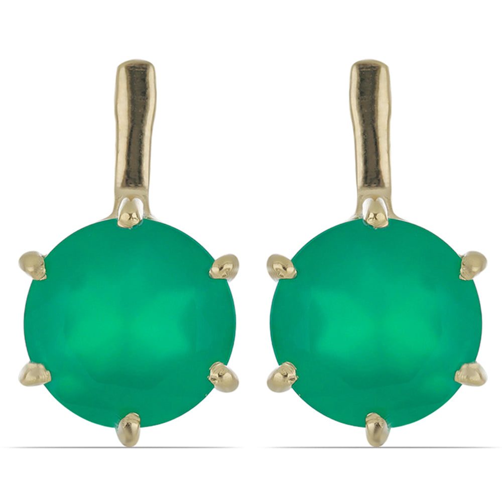 Goldplattierte Silberohrringe mit grünem Achat aus Spruce Pine 1 