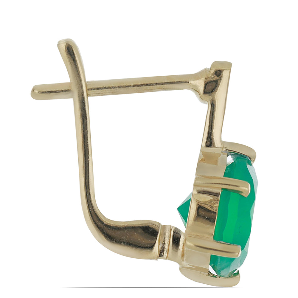 Goldplattierte Silberohrringe mit grünem Achat aus Spruce Pine