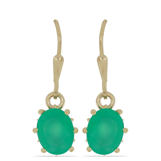 Goldplattierte Silberohrringe mit grünem Achat aus Spruce Pine