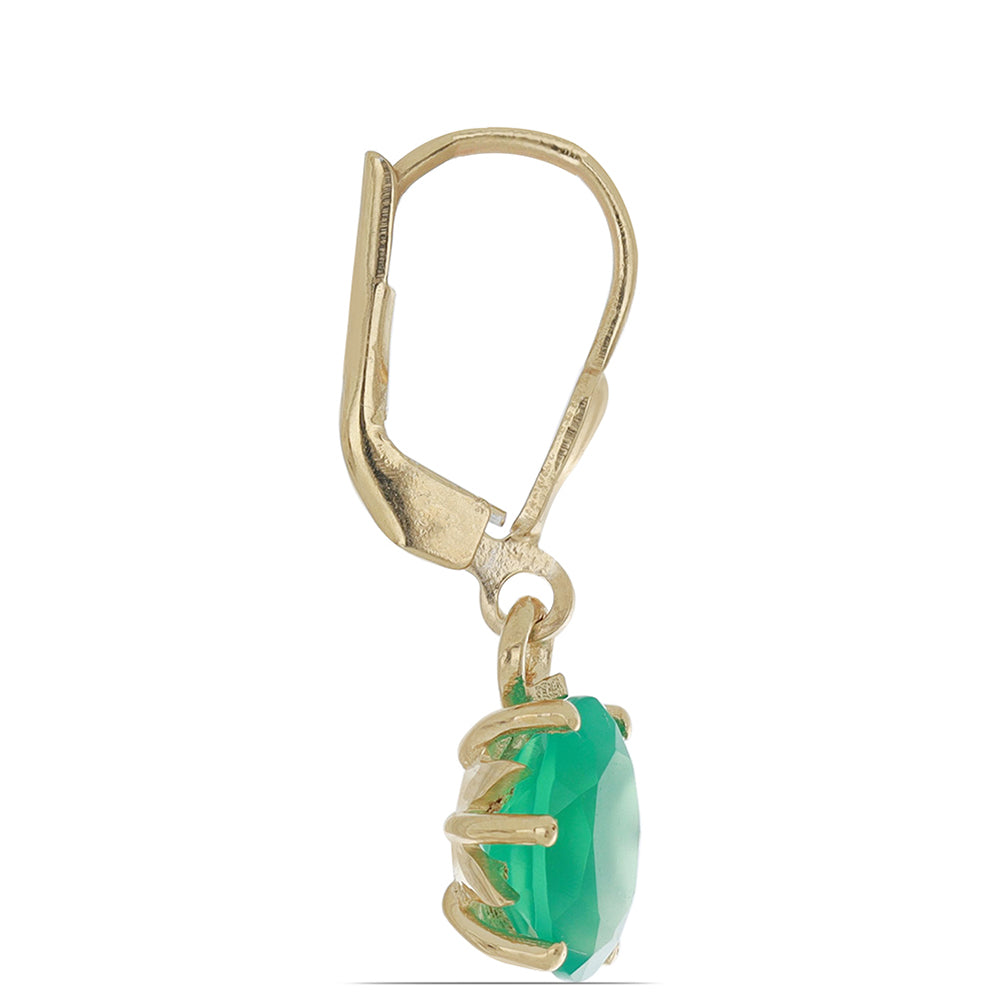 Goldplattierte Silberohrringe mit grünem Achat aus Spruce Pine