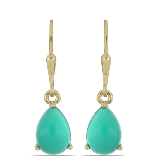 Goldplattierte Silberohrringe mit grünem Achat aus Spruce Pine