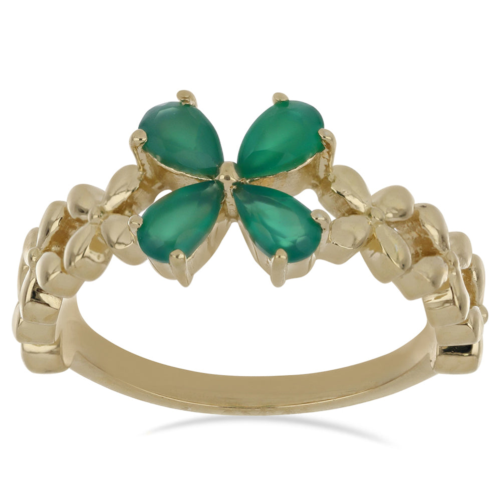 Goldplattierter Silberring mit grünem Achat aus Spruce Pine