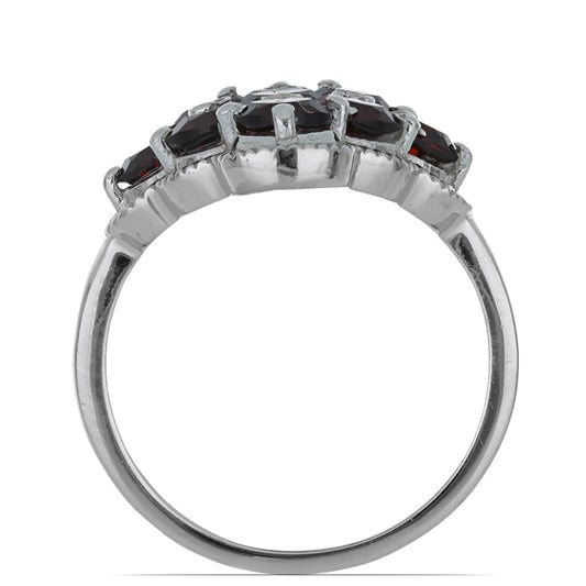 Silberring mit Barton Granat und weißem Topas