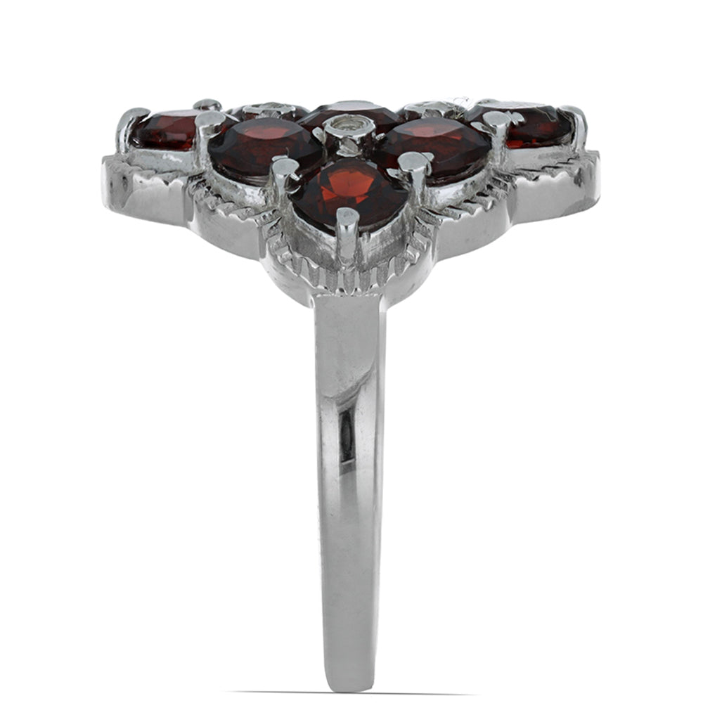Silberring mit Barton Granat und weißem Topas