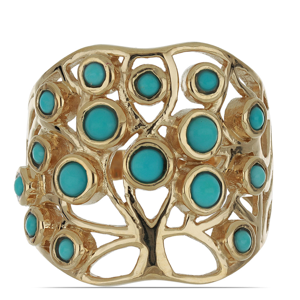 Goldplattierter Silberring mit Dornröschen Türkis 1 