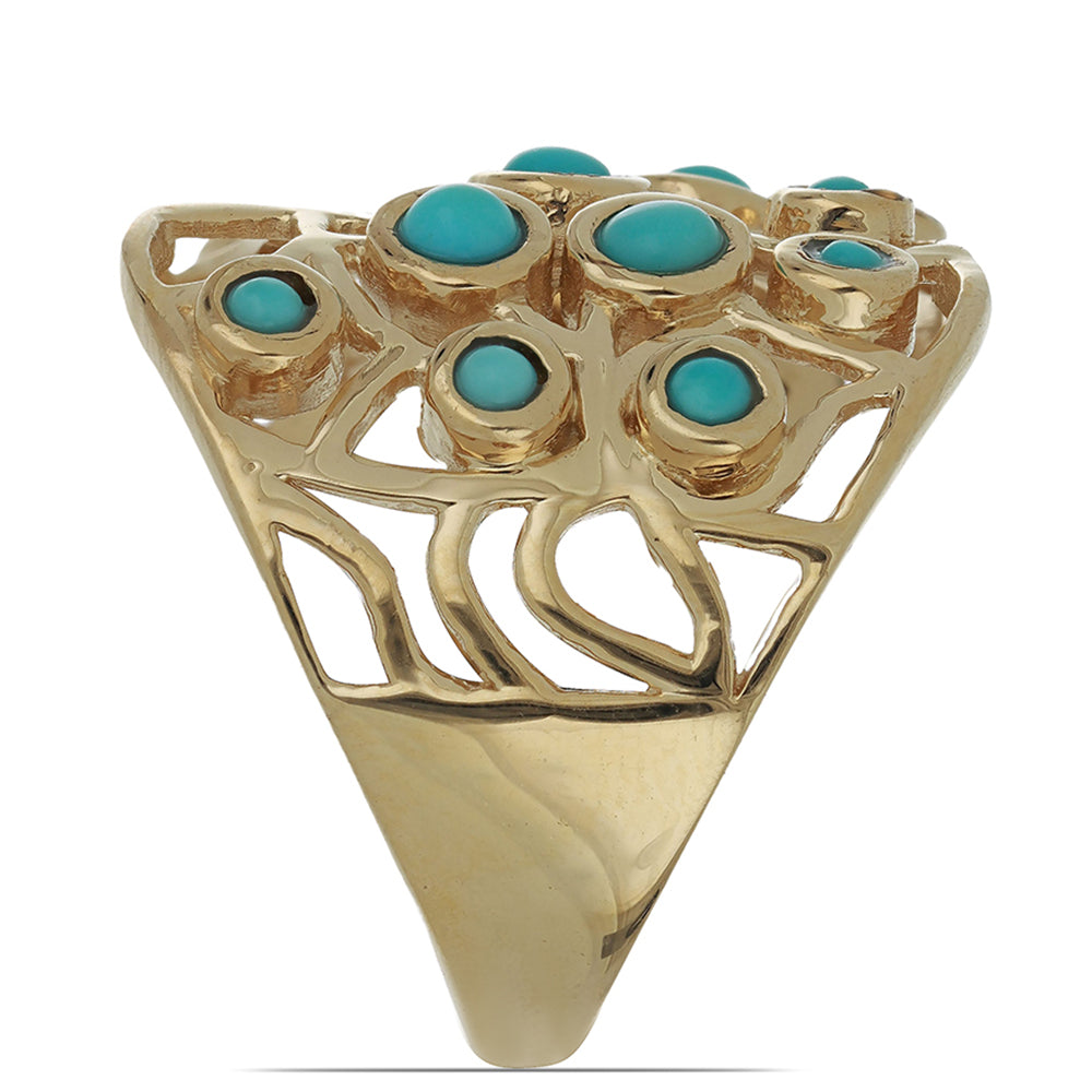 Goldplattierter Silberring mit Dornröschen Türkis