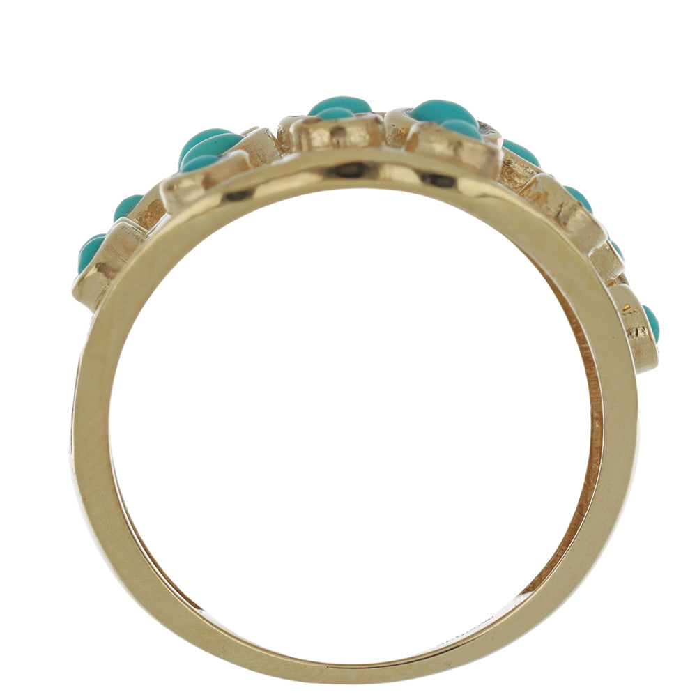 Goldplattierter Silberring mit Dornröschen Türkis 3 