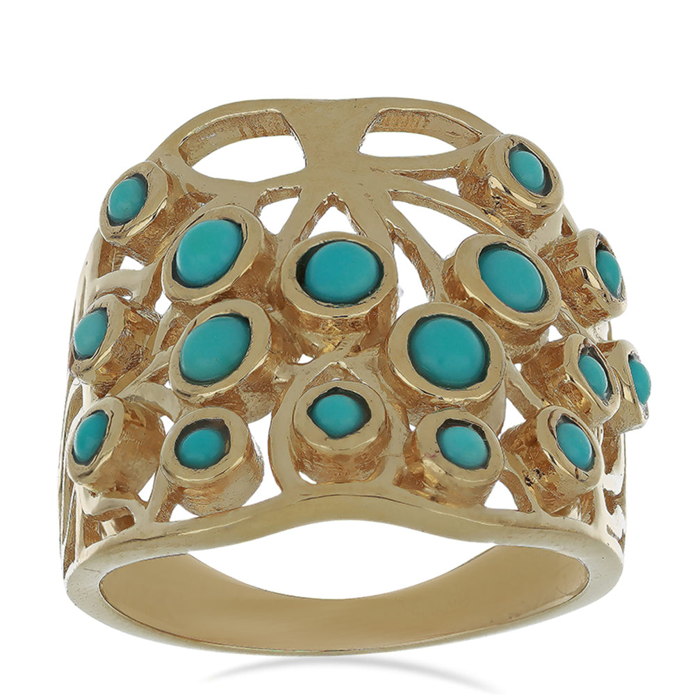 Goldplattierter Silberring mit Dornröschen Türkis 4 