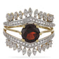 Goldplattierter Silberring mit Barton Granat und weißem Topas