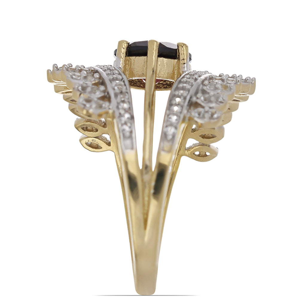 Goldplattierter Silberring mit Barton Granat und weißem Topas 3 