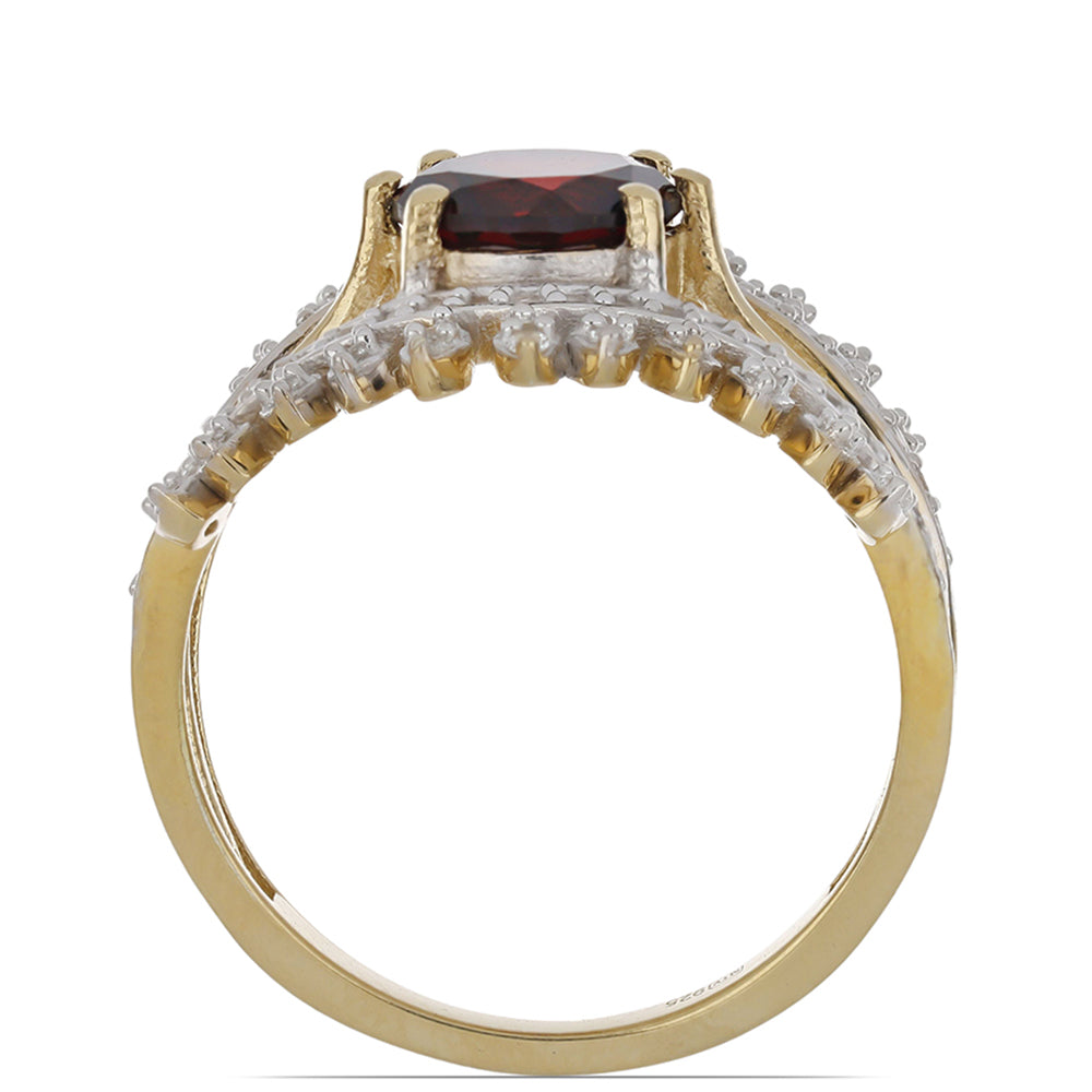 Goldplattierter Silberring mit Barton Granat und weißem Topas 4 