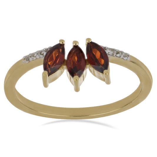 Goldplattierter Silberring mit Barton Granat und weißem Topas