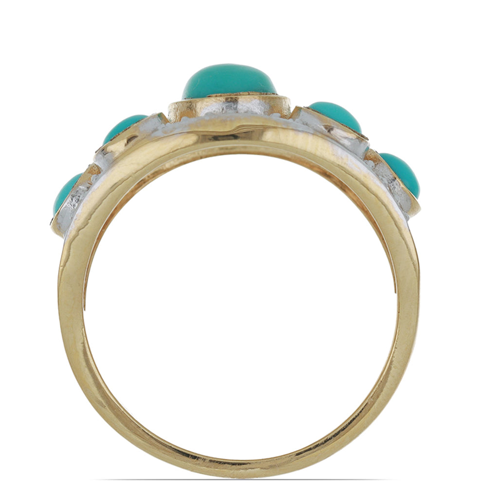 Goldplattierter Silberring mit Dornröschen Türkis und weißem Topas 2 