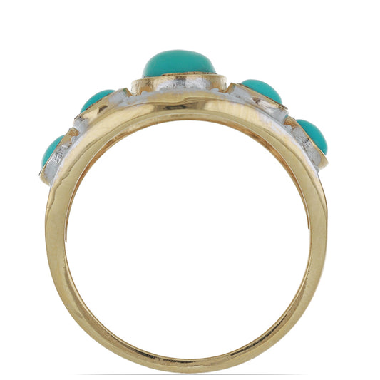 Goldplattierter Silberring mit Dornröschen Türkis und weißem Topas