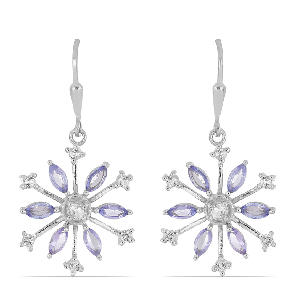 Silberohrringe mit Tansanit und weißem Topas 1 