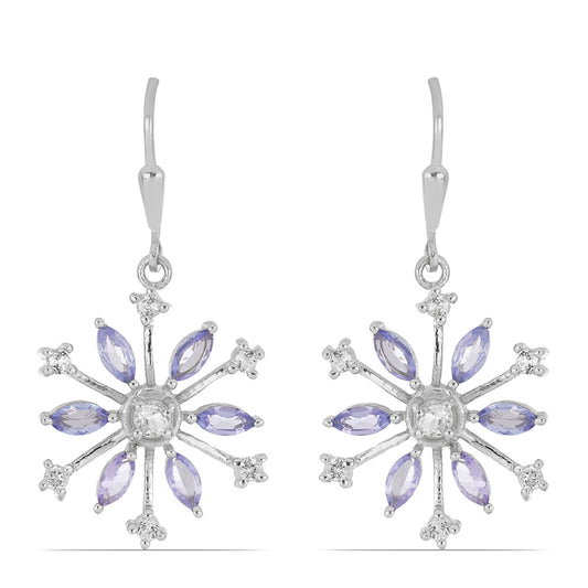 Silberohrringe mit Tansanit und weißem Topas