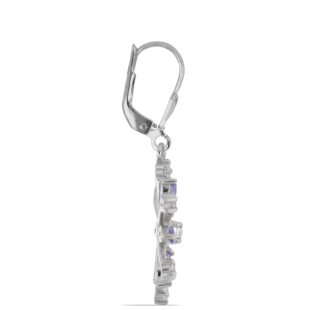 Silberohrringe mit Tansanit und weißem Topas 2 