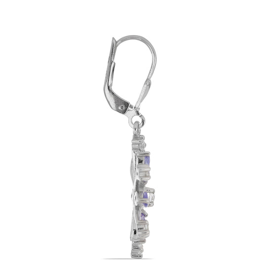 Silberohrringe mit Tansanit und weißem Topas