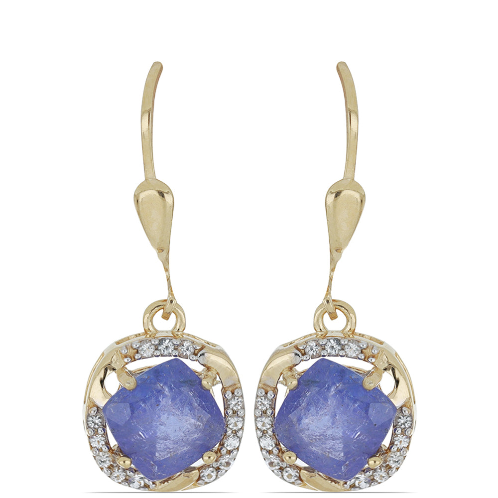 Goldplattierte Silberohrringe mit Tansanit und weißem Topas