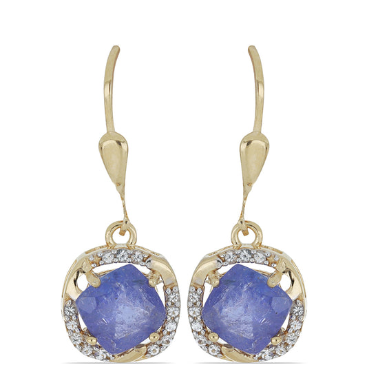 Goldplattierte Silberohrringe mit Tansanit und weißem Topas