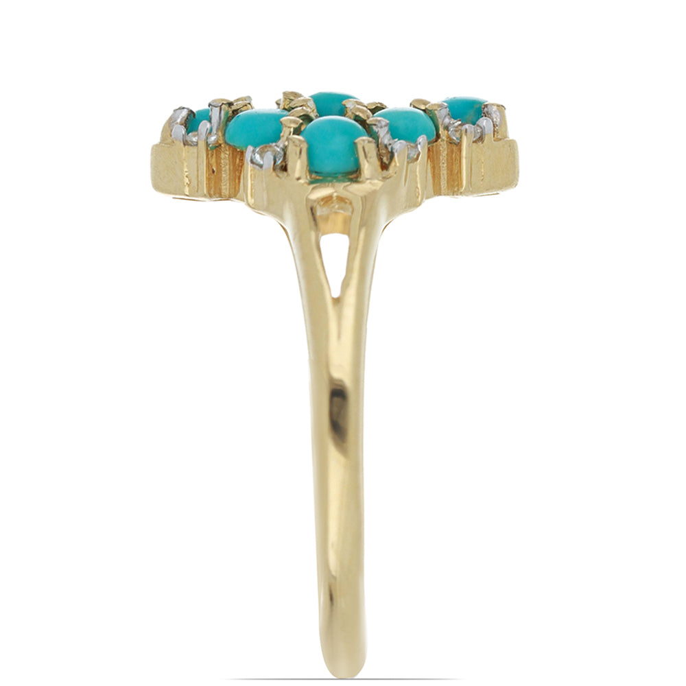 Goldplattierter Silberring mit Dornröschen Türkis und weißem Topas 2 