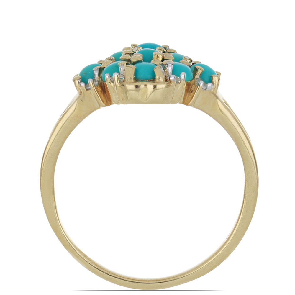 Goldplattierter Silberring mit Dornröschen Türkis und weißem Topas 4 