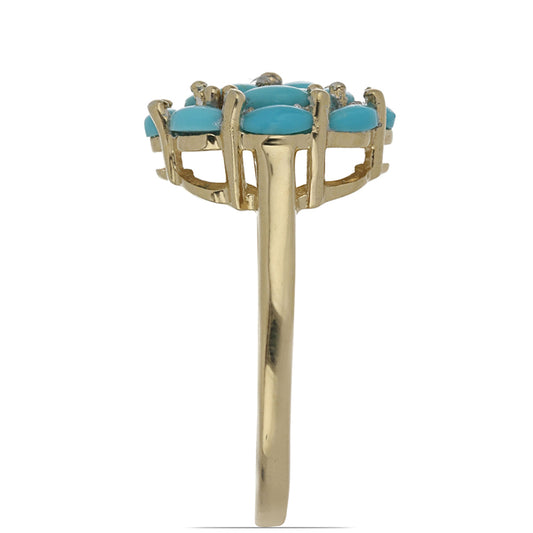 Goldplattierter Silberring mit Dornröschen Türkis und weißem Topas